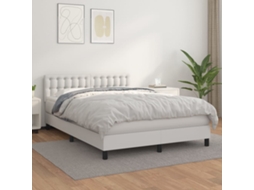 Vidaxl Cama Com Molas/colchão 140x190 Cm Couro Artificial Branco