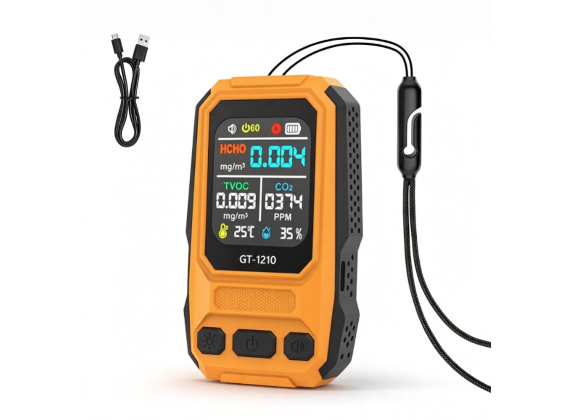 Detector De Qualidade Do Ar 5 Em 1: Alarme Para Formaldeído, Dióxido De Carbono, Temperatura, Umidade E Qualidade Do Ar