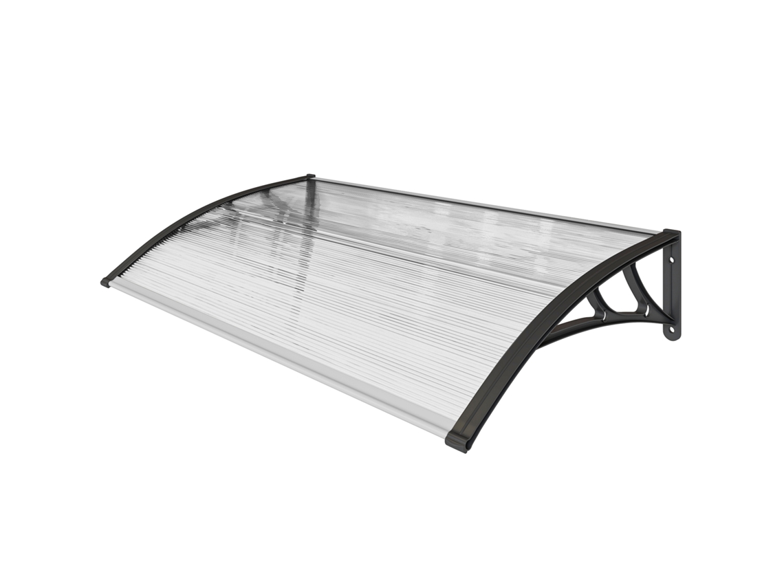 Cobertura Para Portas E Janelas 110x60 Cm Com Painéis De Policarbonato E Barra De Alumínio Transparente