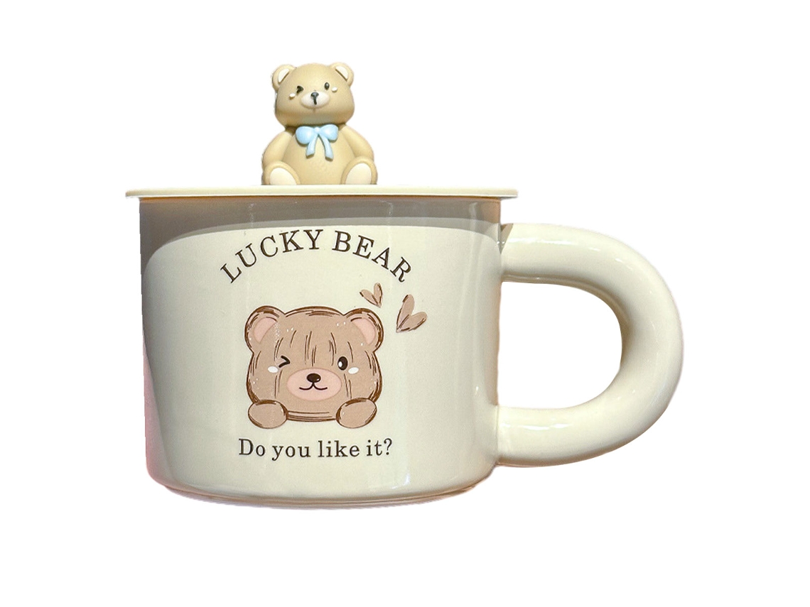 Caneca Criativa de 330Ml para Café Da Manhã com Tampa Caneca Doméstica para Água Ideal para Escritório Feminino NEVEANCE