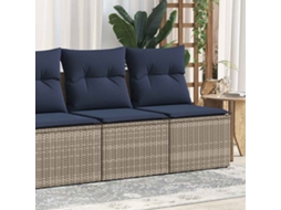 Vidaxl 2 Pcs Conjunto Sofás Jardim Almofadões Vime Pe/acácia Cinzento