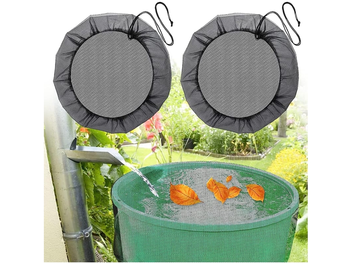 2 Peças Rede Para Barril De Chuva, Capa Com Cordão Ajustável Ø60cm, Proteção Contra Folhas E Mosquitos