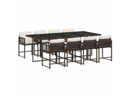 Conjunto de 9 Jantar para Jardim com Almofadões Vime Pe Castanho MAISON EXCLUSIVE