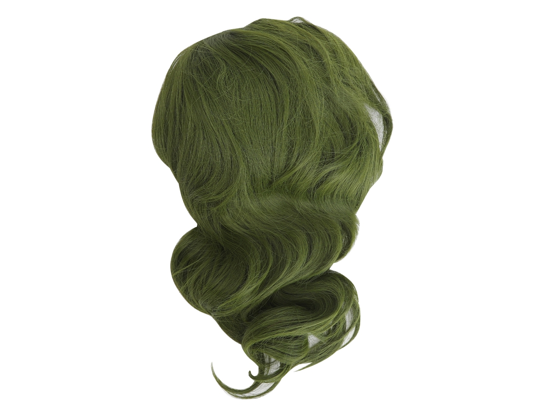 Peruca verde curta ondulada/cacheada, modelo 2026, ajustável e respirável, ideal para festas.