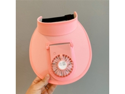 Chapéu de Verão com Ventoinha Usb Recarregável Rosa