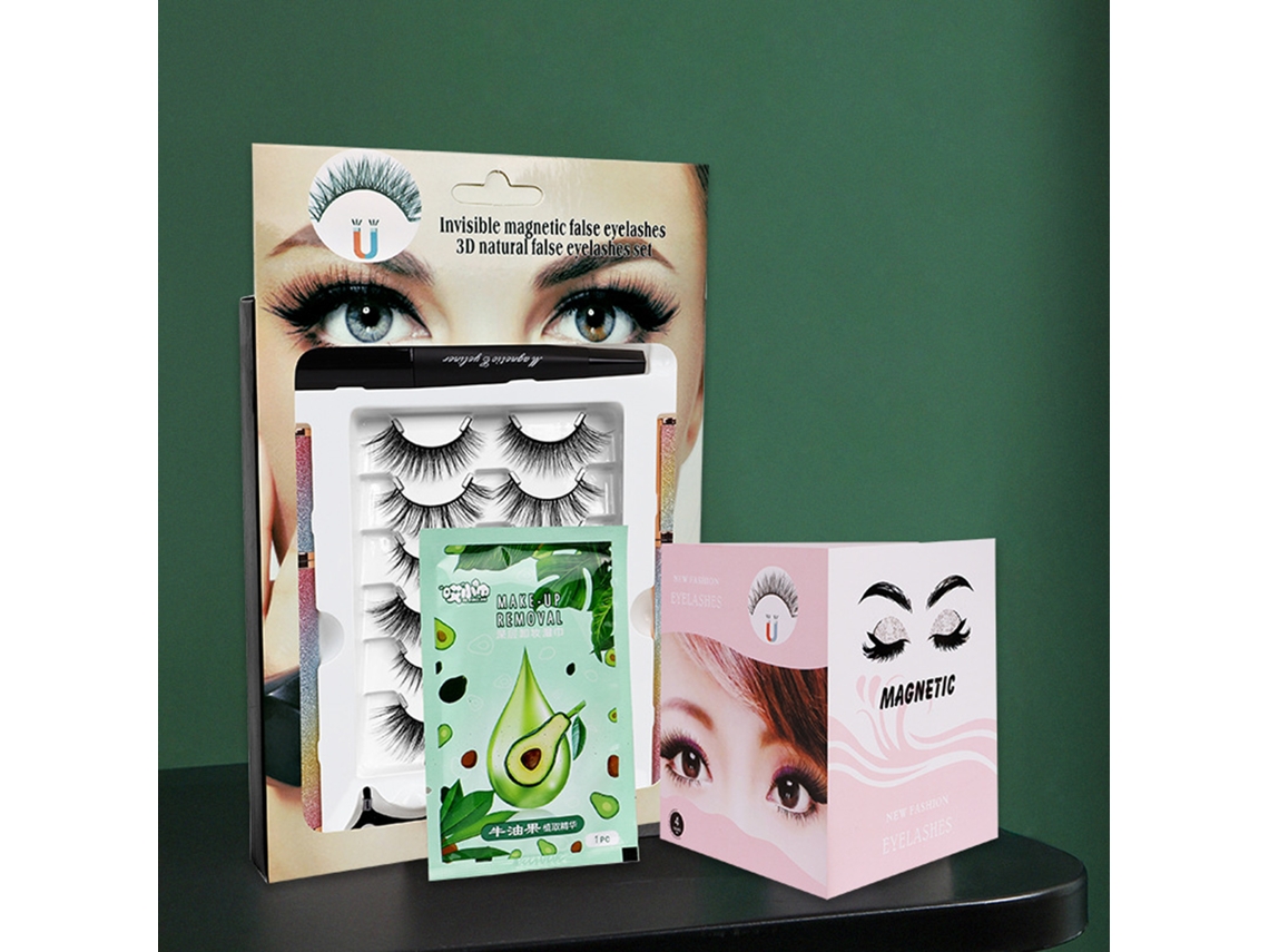 Conjunto De Cílios Falsos Magnéticos 3d Com Aplicador Incluindo 6 Pares, Máscara, Palitos De Eyeliner E Toalha De Remoção