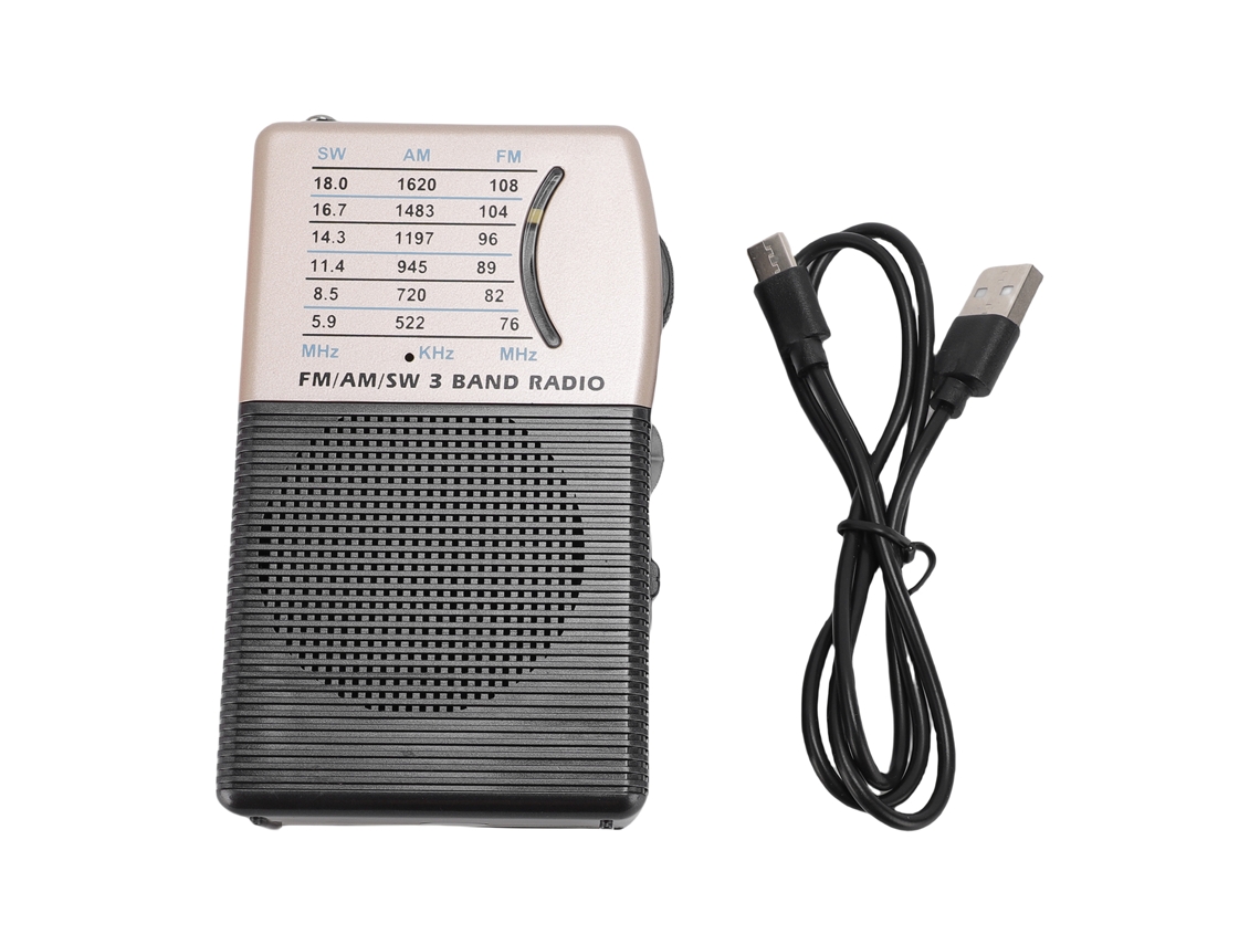 Rádio Portátil Mini Retrô Multibanda Am/sw/fm com Clip, Ideal para Idosos Ao Ar Livre. EOOCOO