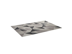Tapete Moderno de Veludo para Sala de Estar, 230x160 Cm, com Estampa Geométrica, Cinza.