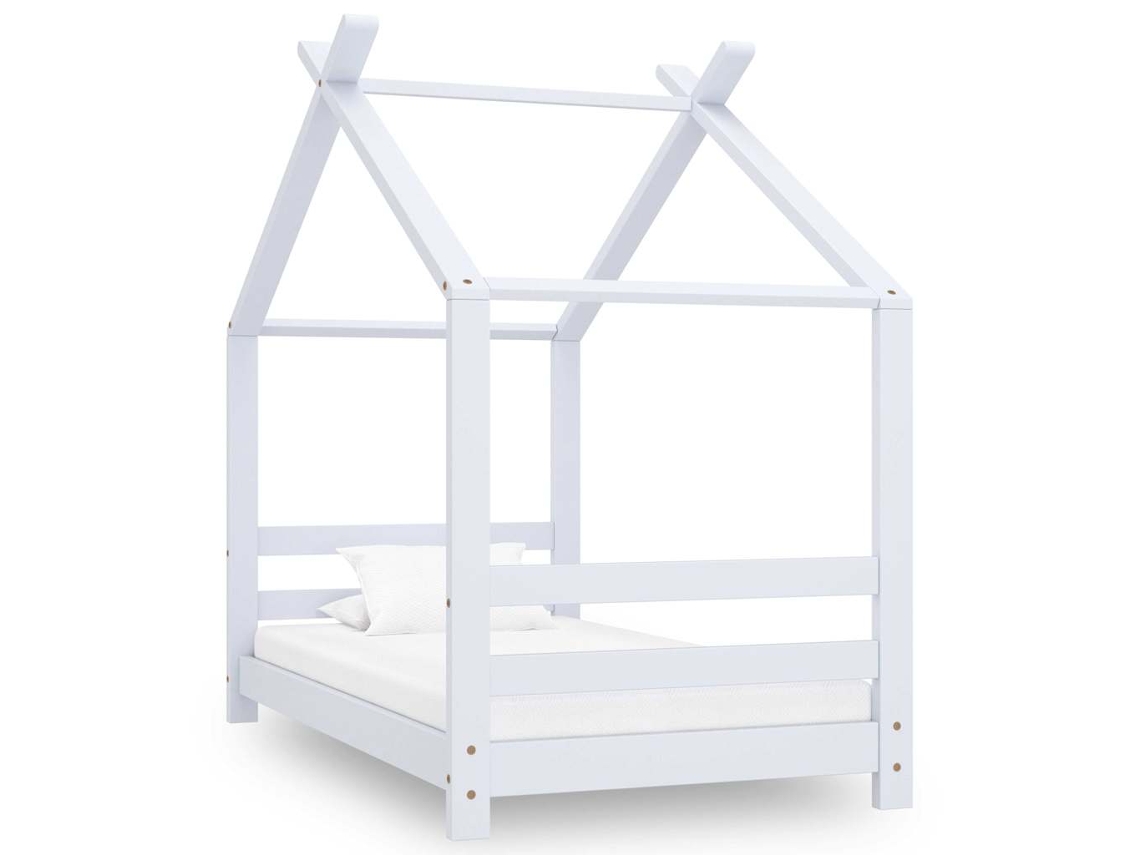 Vidaxl Estrutura De Cama Para Crianças 70x140 Cm Pinho Maciço Branco
