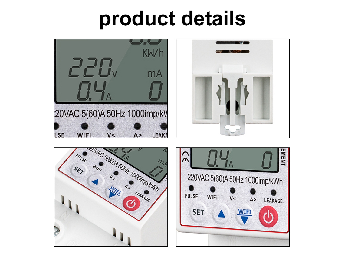 Protetor de Reconexão Automática Tuya Wifi com Display LCD Medidor de Energia e Controle App Alexa