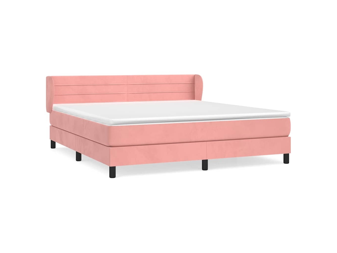 Conjunto 1 Cama Box Spring Vidaxl Cor-de-rosa Veludo (203 X 163 X 88 Cm)