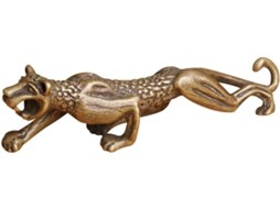Ornamento vintage de guepardo em latão, escultura elegante e delicada, resistente ao desgaste.
