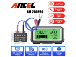 01-ancel Bm200 Pro 12v Testador de Bateria Automotiva com Monitor Head-up e Display LED À Va D'água Soh Soc Carregamento Analisador de Capacidade de Bateria