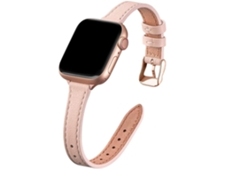Pulseira Fina De Couro De Alta Qualidade, Compatível Com Apple Watch Série 7/6/5/4/3/2/1, Conector Seguro Para Mulheres E Homens (fecho De Aço Inoxidá