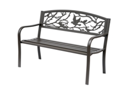 Banco Jardim 3 Lugares Metal Epóxi Estilo Rústico Chique 127x60x85cm Marrom
