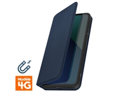 Capa Para Xiaomi Redmi Note 13 4g Pele Magnética Azul .