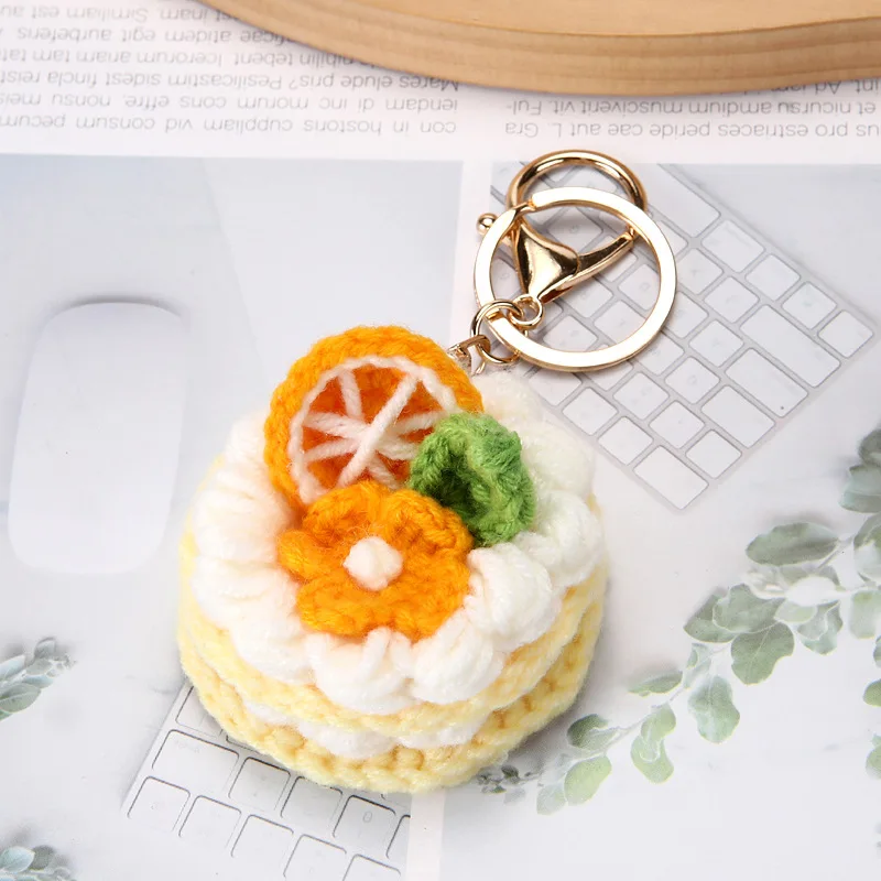 Chaveiro/pingente De Bolo De Crochê Fofo, Mini Chaveiro De Tricô, Decoração Kawaii Para Bolsa