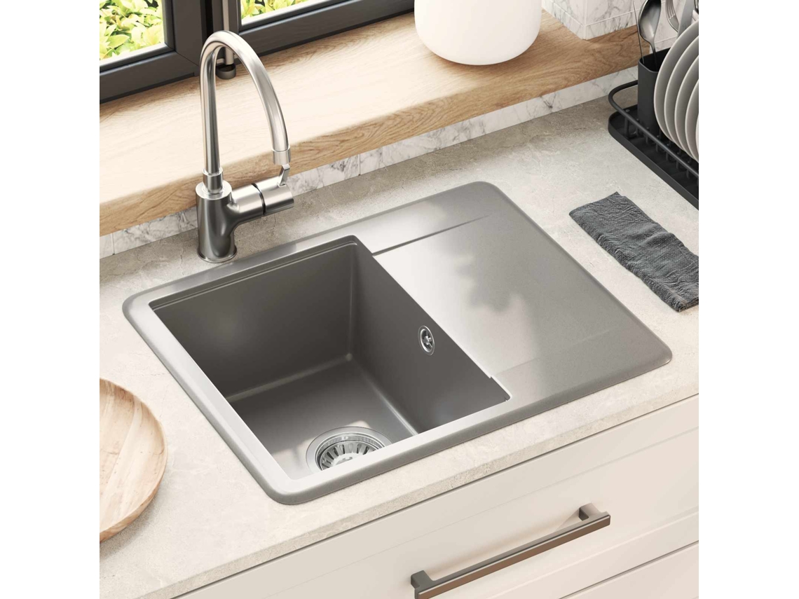 Vidaxl Pia Cinzeto 560 X 460 Mm 80% Quartzo E 20% Resina