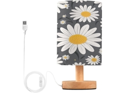 Luminária De Cabeceira Led Para Quarto, Luminária De Leitura Com Cúpula Tecido, Base De Madeira E Porta Usb Para