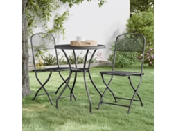 Conjunto 3 Peças De Jantar P/ Jardim Malha Metal Expandido Antracite Dkd Home Decor