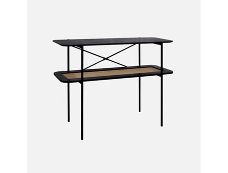 Mesa de Console Vintage com Efeito de Madeira e Cana 100Cm Preto SWEEEK
