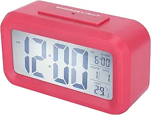 Despertador Digital, Com Luz Noturna Inteligente, Temperatura Ambiente, Tela Led Grande, Para Mesa , Versão Em Inglês Vermelha Sfushos (bateria)