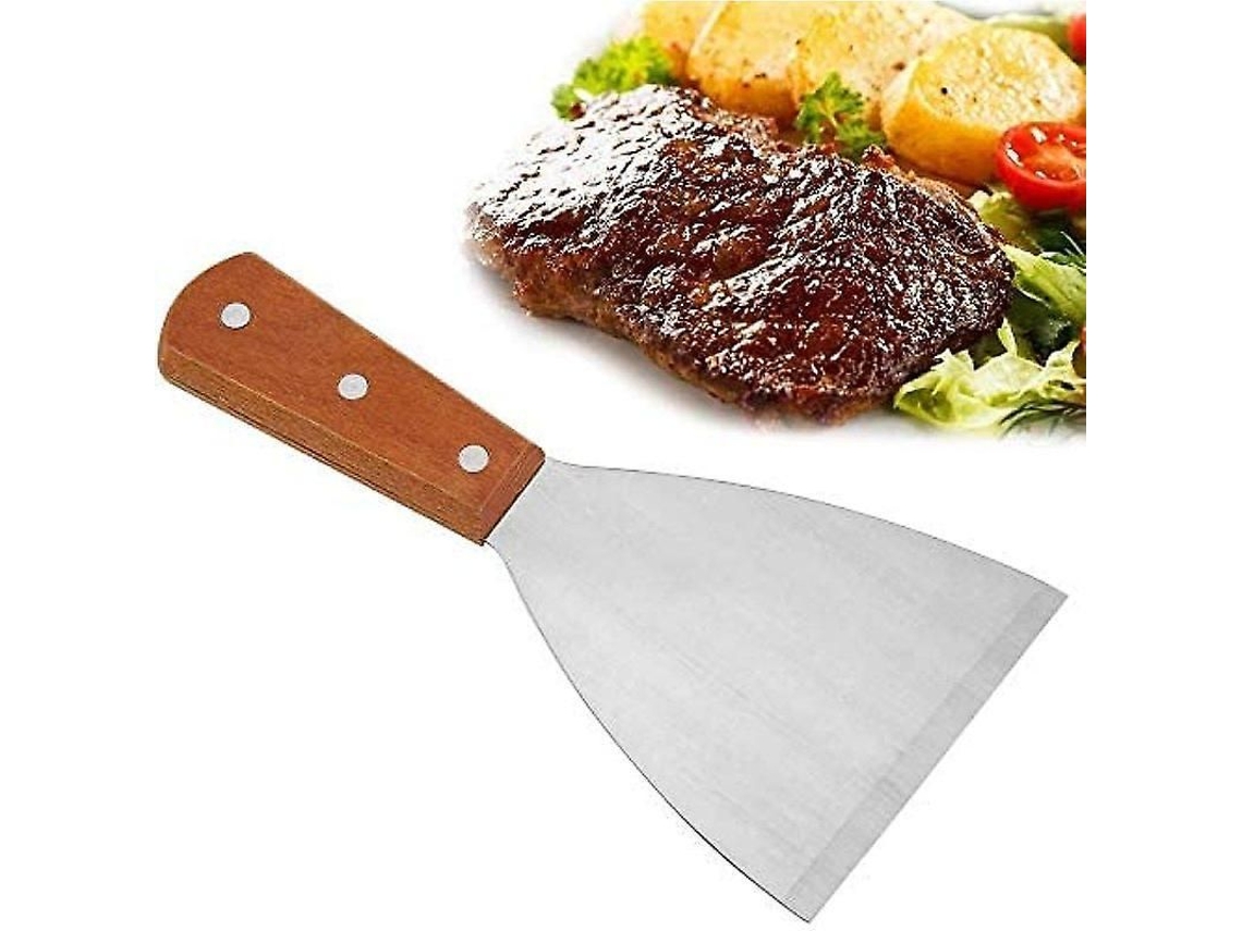 Espátula De Barbacoa De Acero Inoxidable Con Mango De Madera Para Parrillas