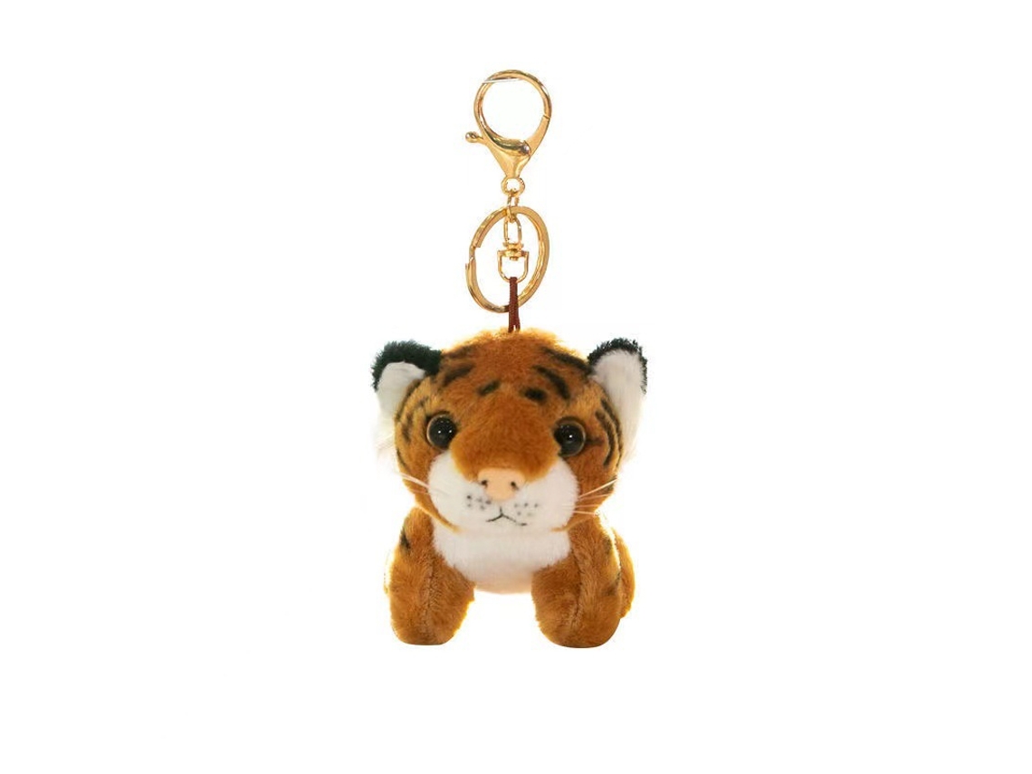 Pequeno Tigre Peluche Brinquedo Chaveiro, Mochila Anel, Boneca Boneca Anel