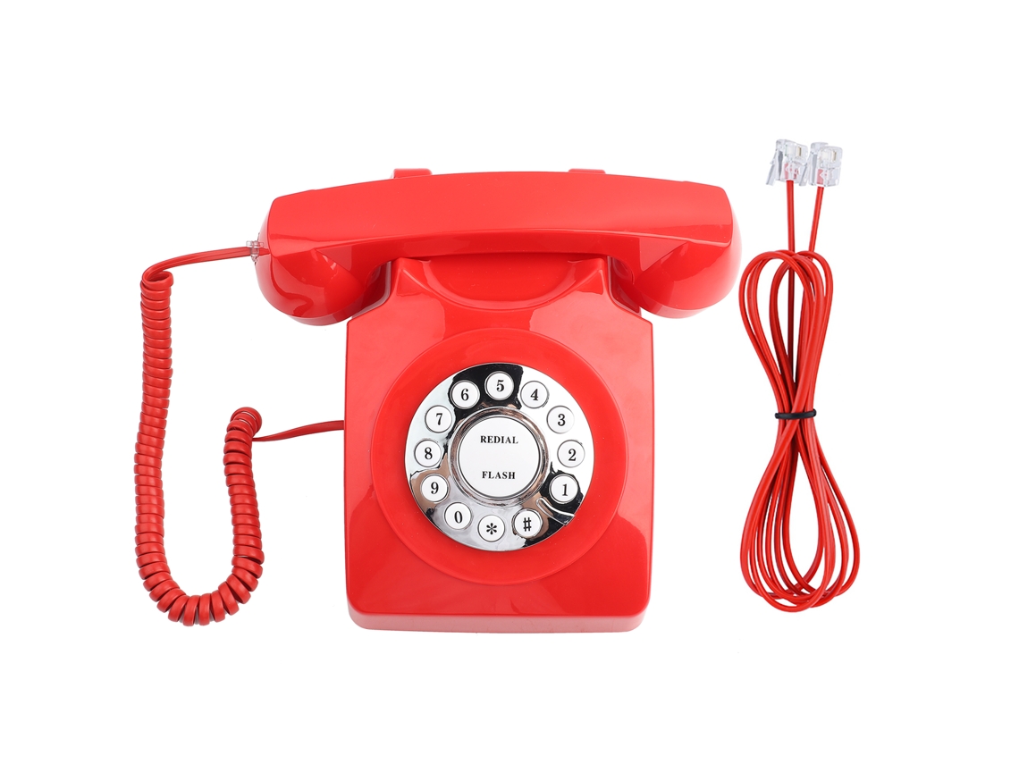 Aetheria telefone Vintage Antigo Estilo Ocidental com Armazenamento de Números e Som Claro Vermelho