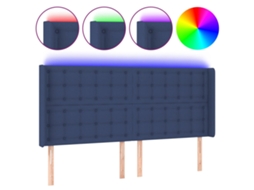 Led Headboard, Led Headboards Vidaxl Azul Tecido (183 X 16 X 118/128 Cm)