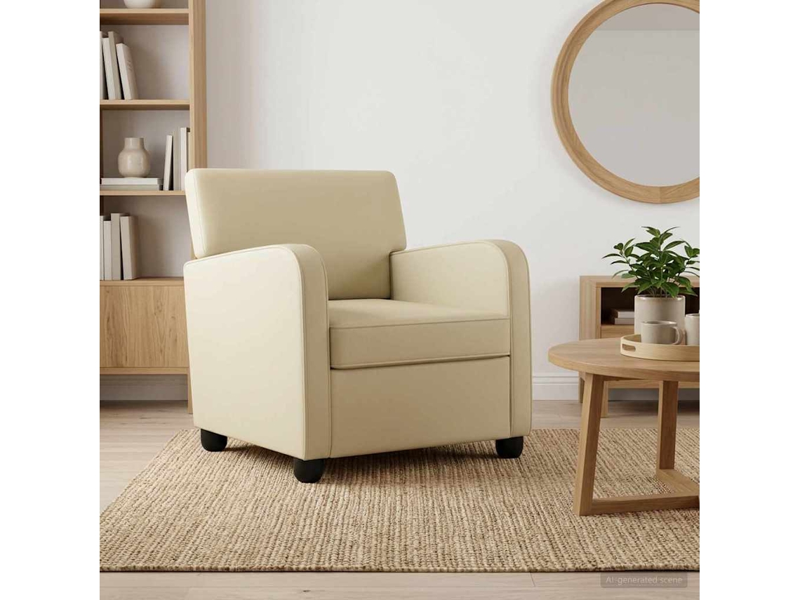 Vidaxl Poltrona Creme Couro Sintético
