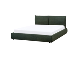 Cama de Casal BELIANI Vinay de Tecido Verde Escuro 160x200