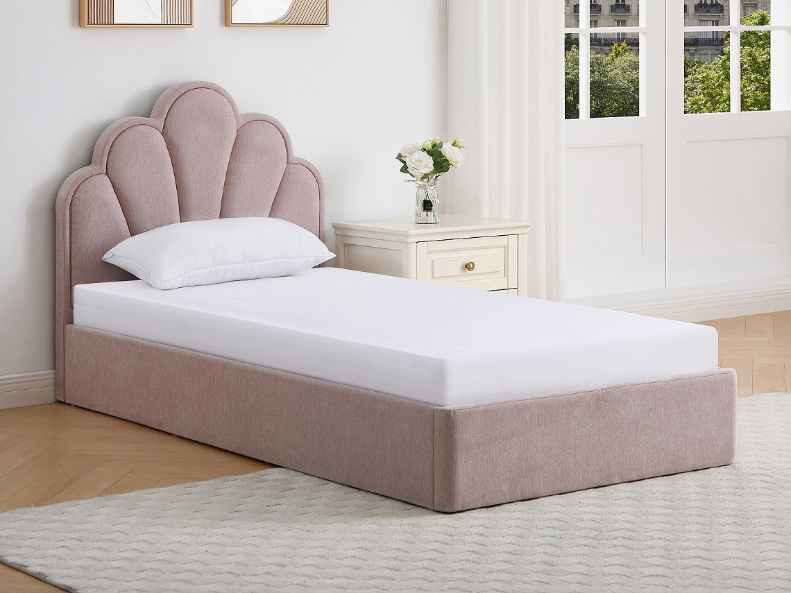 Cama com Cofre Coraluno VENTE-UNIQUE.PT Rosa 90x190 cm com Colchão e Estrado