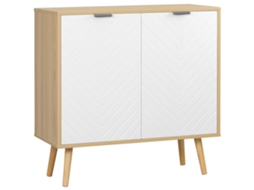 Móvel Multiuso Moderno em Aglomerado e Pinho com Prateleira Interna Ajustável em 3 Níveis 77x35x77,5 Cm BTFORUS
