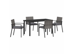 Conjunto de Jantar para Jardim 5 Pcs - Móveis de Jardim para Refeição Cinzeto Aço Revestido a Pó HARLANV1