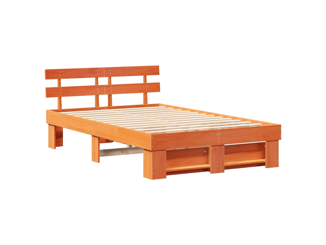 Conjunto 1 Cama Moderna Vidaxl Castanho Madeira De Pinho Maciça (135 X 190 Cm)