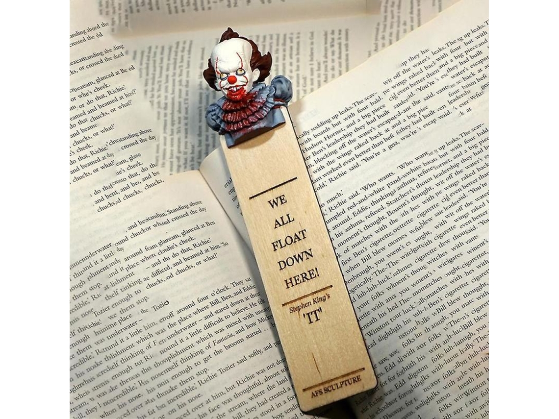 2026rebe marcador de Livros Horror 3d Stephen King It The Shining Resina Madeira Presente para Amantes de Livros B