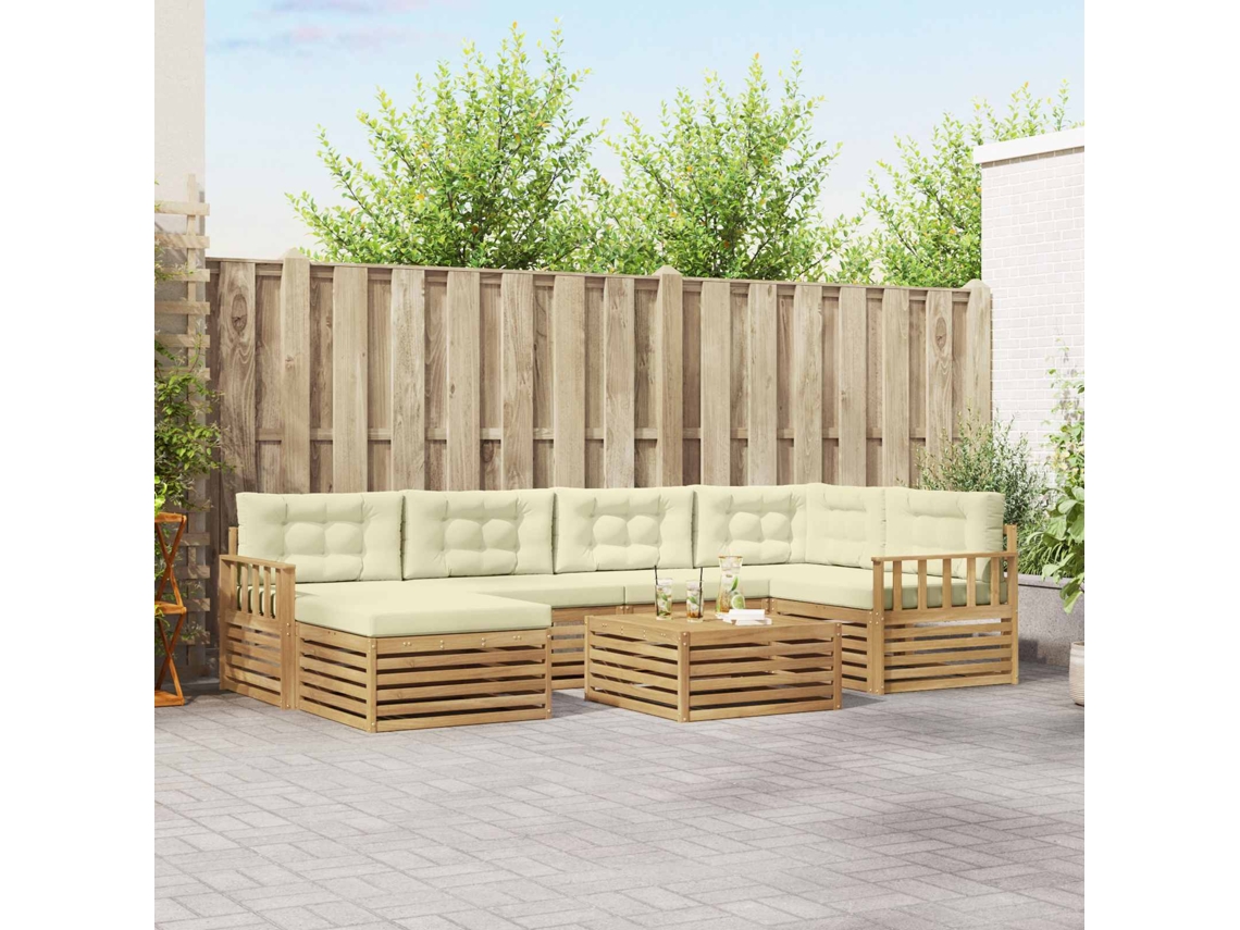 Vidaxl Conjunto De Sofás Para Exterior 7 Unid. Branco E Creme