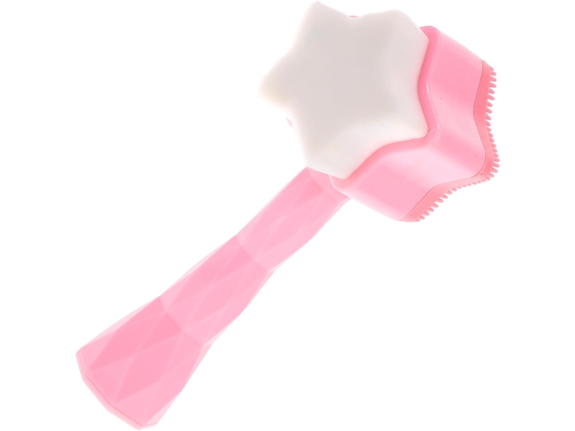 Limpador facial manual portátil com silicone rosa claro para rosto e corpo.