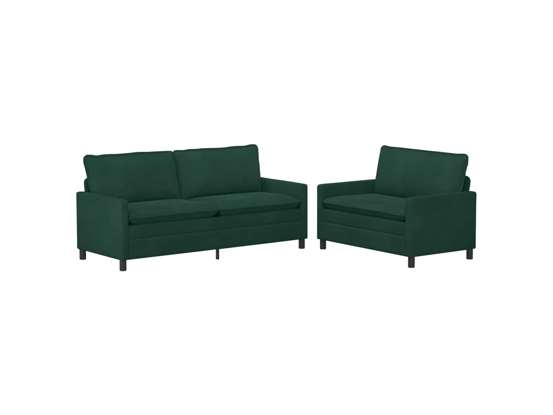 Conjunto de Sofás 2 Pcs Verde escuro Veludo SYFAX