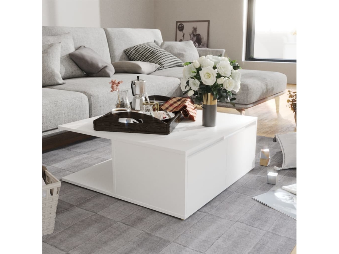 Vidaxl Mesa De Centro 80x80x31 Cm Derivados De Madeira Branco