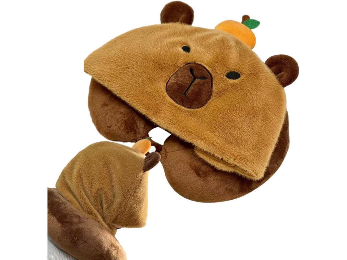Almofada de Pescoço em Formato U com Estampa Capivara, Ideal para Viagens, Macia e Confortável, CHABERLU