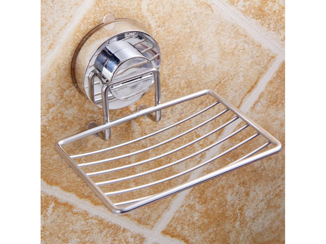 Porta sabonete com ventosa de aço inoxidável 304, sem furar, para banheiro e cozinha, prateado | S/MARCA