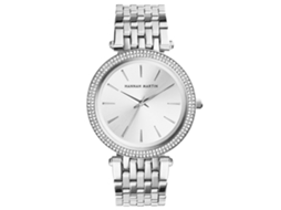 Relógio Feminino de Pulso de Quartzo com Pulseira de Aço Inoxidável e Pedras Preciosas Prata