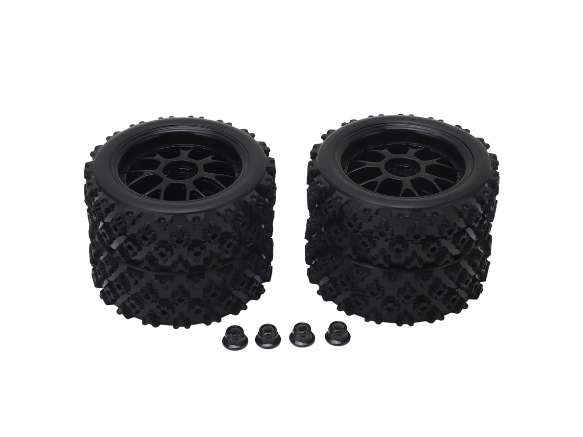 Pneus De Caminhão Rc 4pcs Aro Preto 14 Buracos 1/10 Off Road Para Axial E Outras Marcas