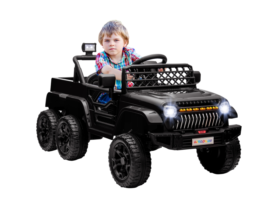 Carrinho Infantil Elétrico 12 V com 2 Motores, 3 Marchas, Trailer Traseiro, 122x62,5x65 cm Preto | S/MARCA