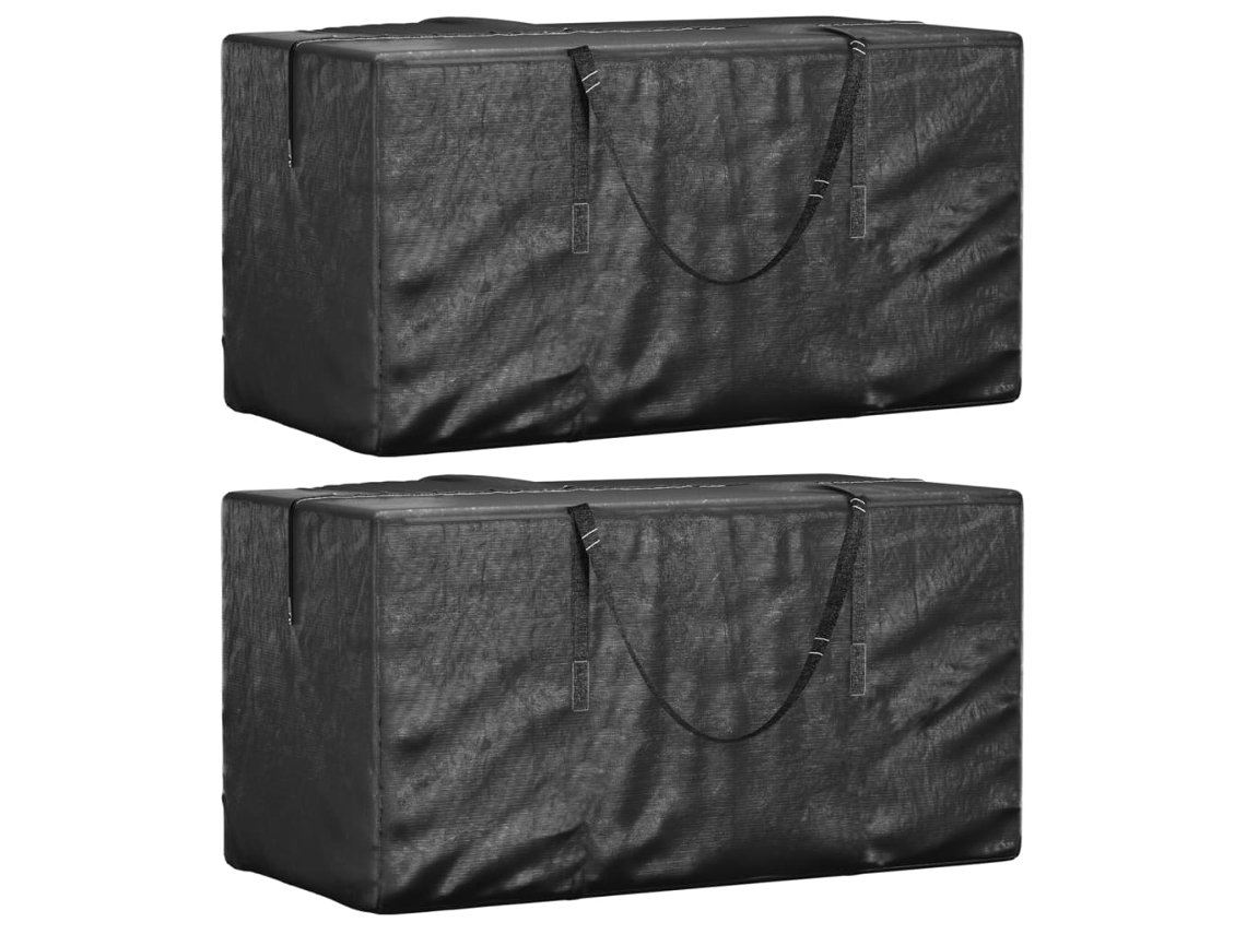 Vidaxl Sacos De Arrumação P/ Almofadões Jardim 2 Pcs Polietileno Preto