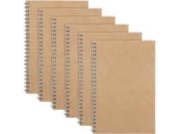 Conjunto de 6 Blocos de Desenho A5, Caderno Espiral com Capa Kraft, Blocos de Desenho em Branco para Arte BRILVIBERA
