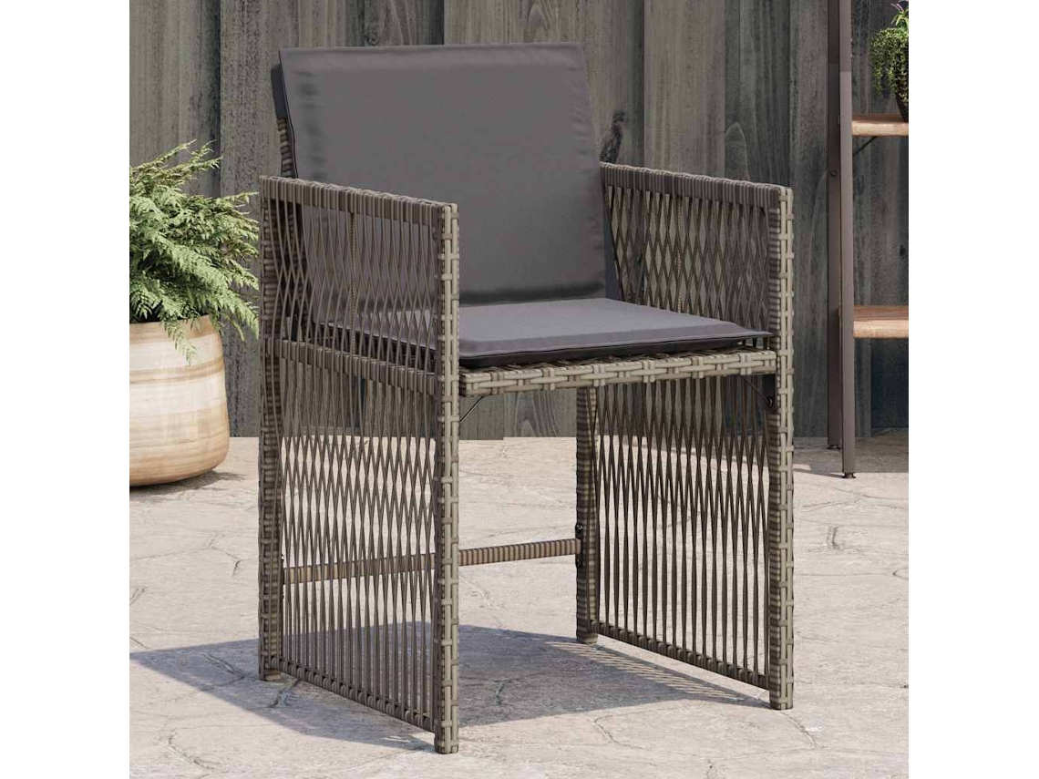 Vidaxl Cadeiras De Jardim Com Almofadões 4 Pcs Vime Pe Cinzento