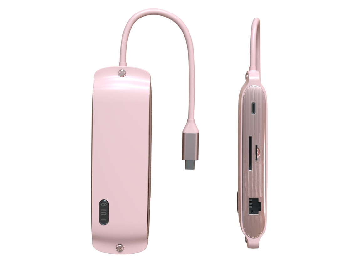 Estação De Ancoragem Bestvite 8 Em 1 Usb C 4k 30hz Hd Mi Compatível Rj45 Sd / Tf Usb3.0 Usb2.0 Para Macbook Air M1 Rosa